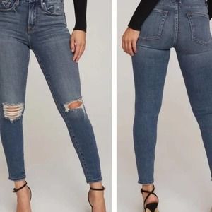 Good American High Rise Busted Knees Good Legs Crop Skinny Jeans 14